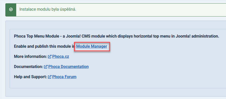 Joomla module manager